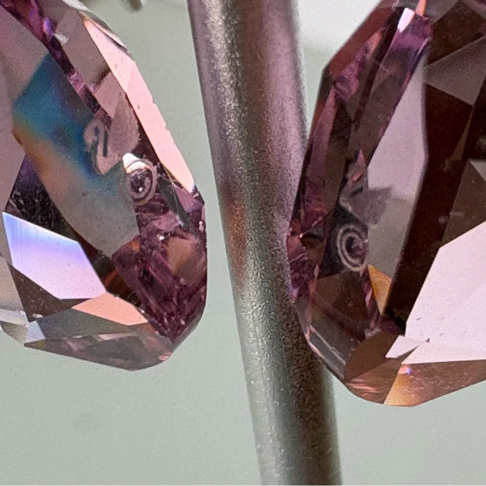 Authentic Swarovski Galet Cut Soft Purple Rhodium Plated Fish Hook Drop Earrings - Picture 11 of 15